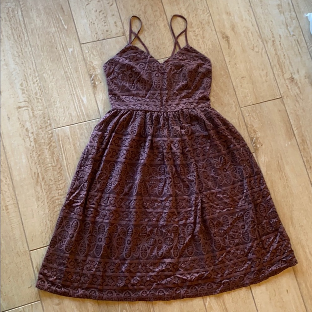 Purple, maroon lace spaghetti strap dress